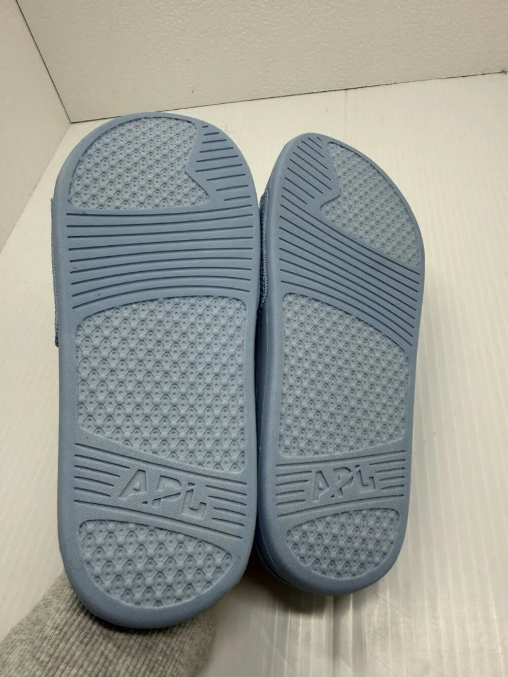 APL TechLoom Slide Womens 6 Ice Blue Logo Comfort Sandals Athletic Casu